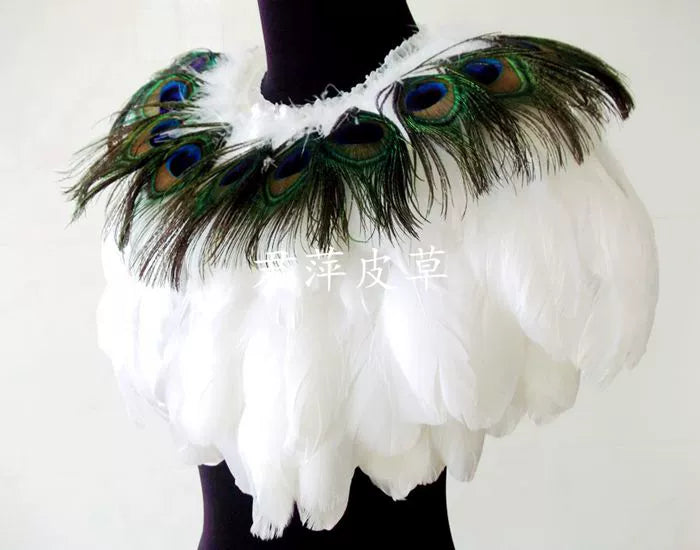 Women's Real Peacock Feather Fur Bridal Bridesmaid Wedding Cape Wrap Pashmina Scarf Shawl for Evening Fancy Dress Party Women's Real Peacock Feather Fur Bridal Bridesmaid Wedding Cape Wrap Pashmina Scarf Shawl for Evening Fancy Dress Party